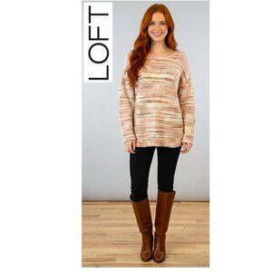 3/$30 LOFT Women's Cream & Pink Marled Knit Sweater